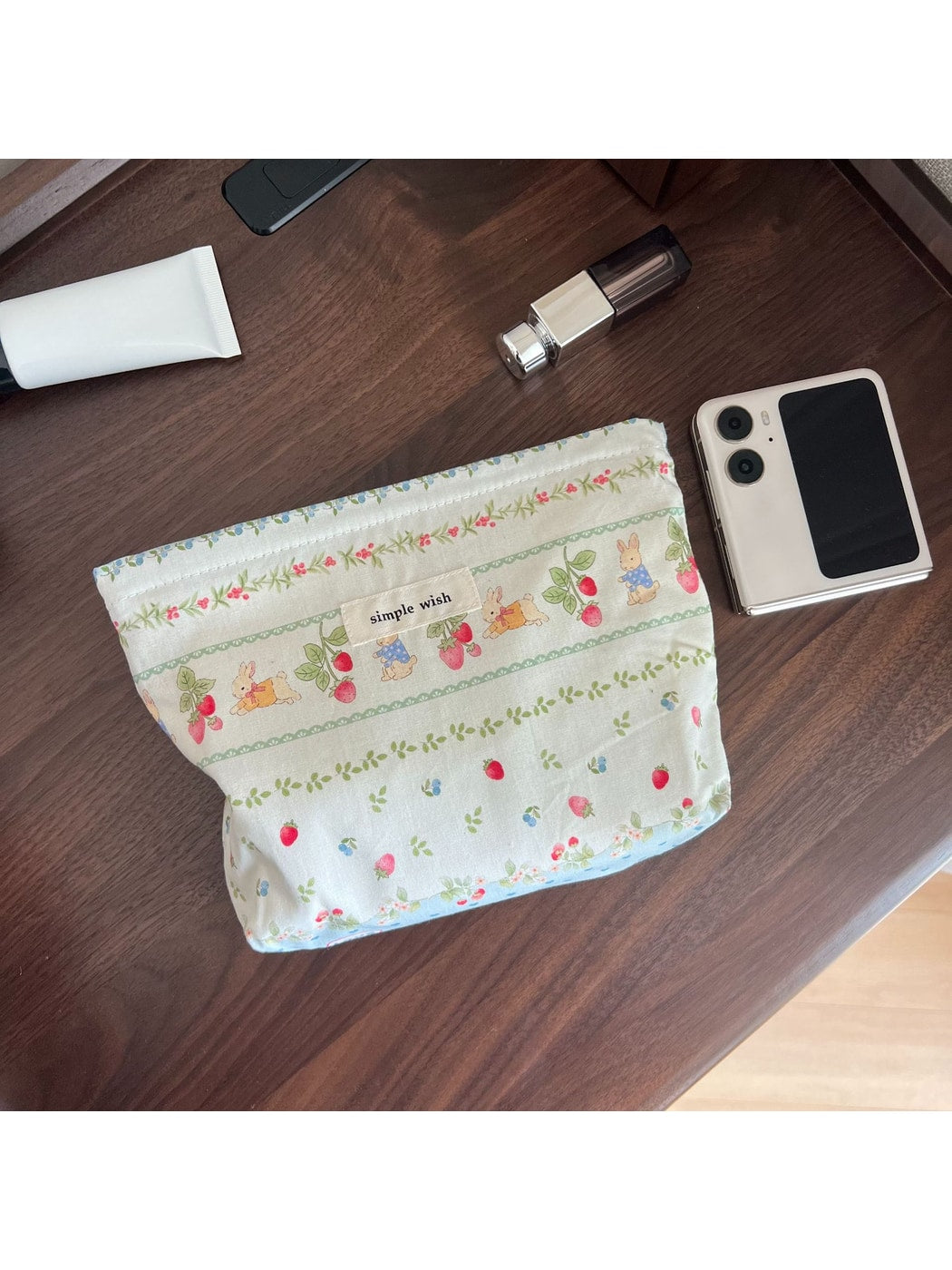 Cosbai - Printed Soft Rectangular Zip Pouch Bag