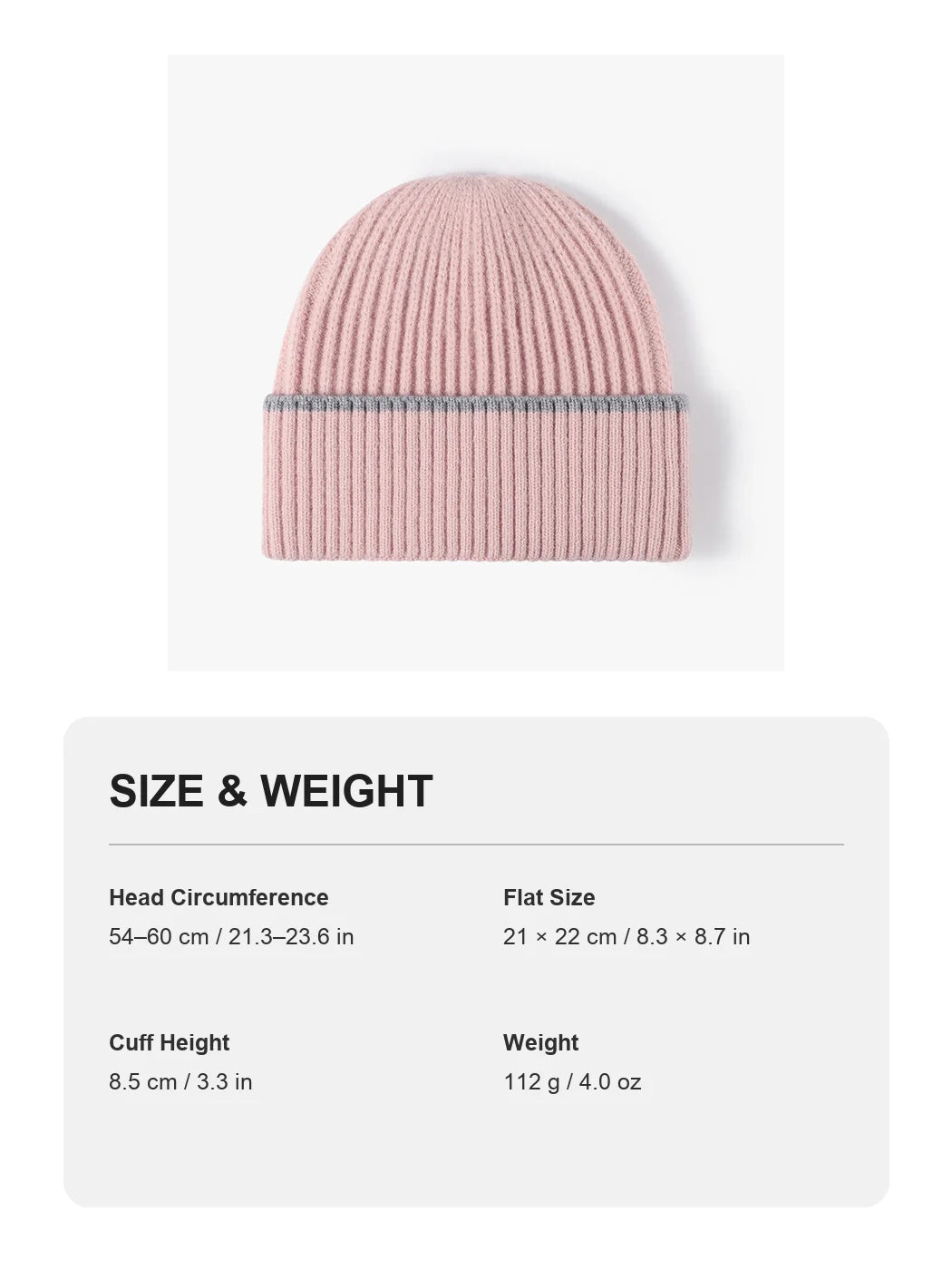 Haila - Fine Rib Contrast Stripe Cuffed Knit Beanie