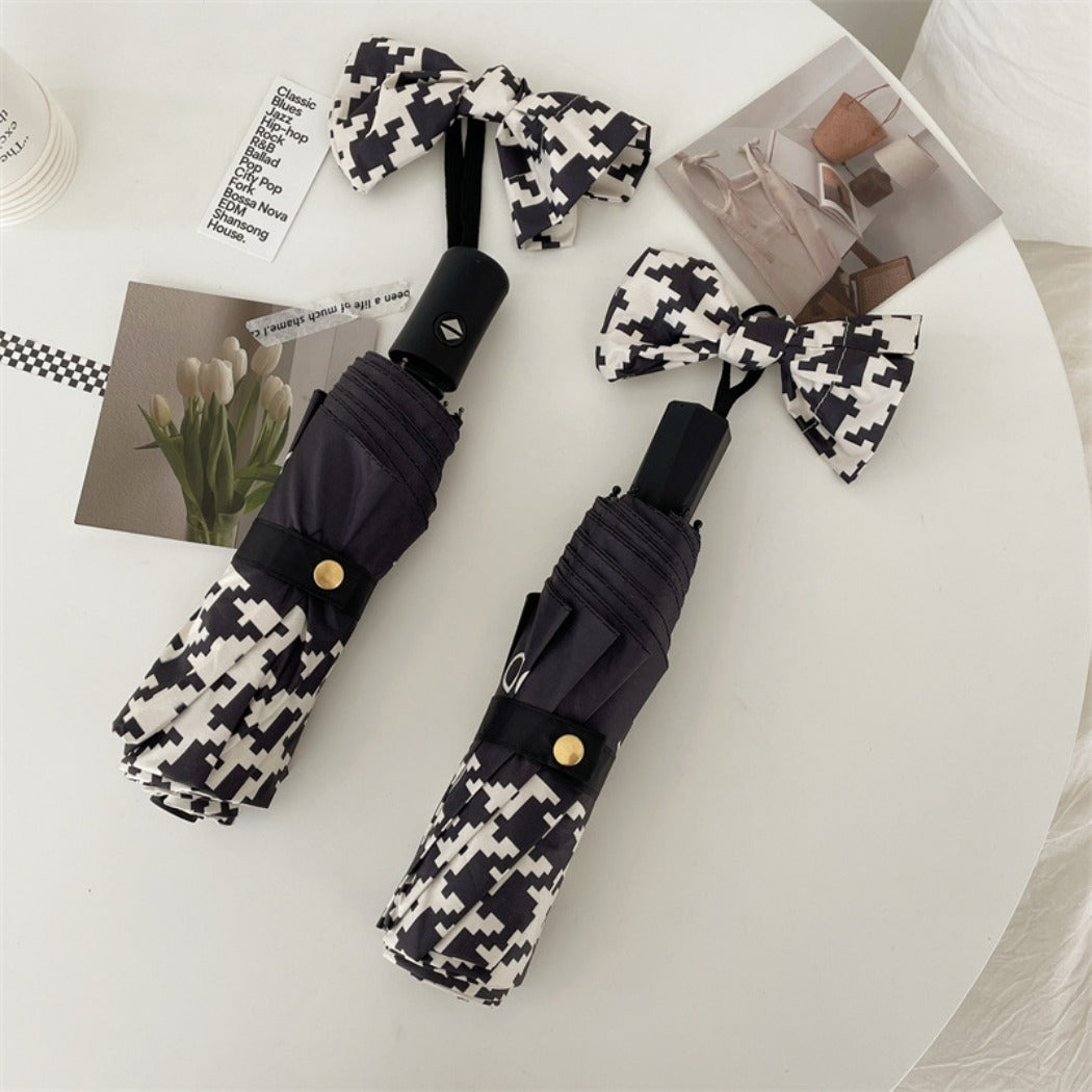 Rano - Houndstooth Print Compact Umbrella (Auto/Manual)