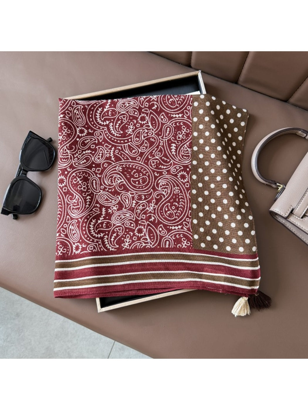 Scarvii - Three Prints Patchwork Pattern Square Scarf