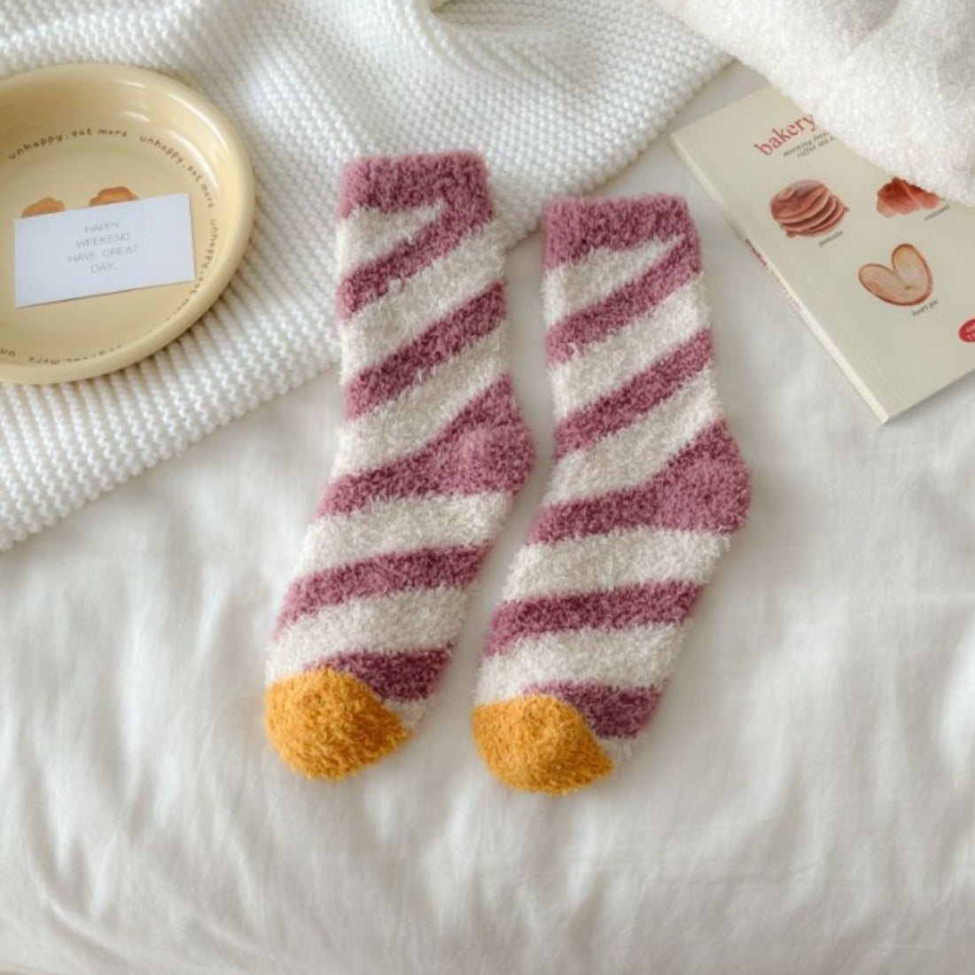 Rufia - Ice Cream Color Coral Fleece Warm Socks