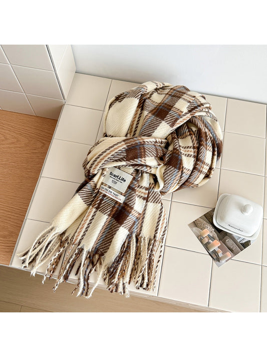 Scarvii - Cozy Vintage Check Tassel Scarf
