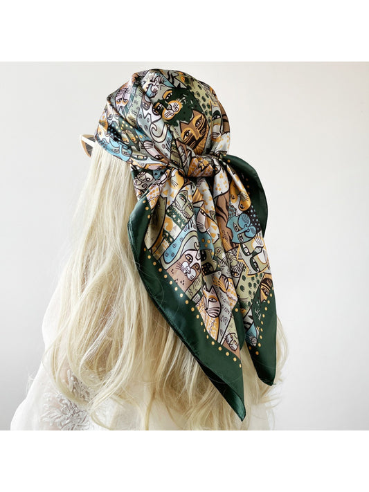 Scarvii - Colorful Cat Pattern Square Scarf
