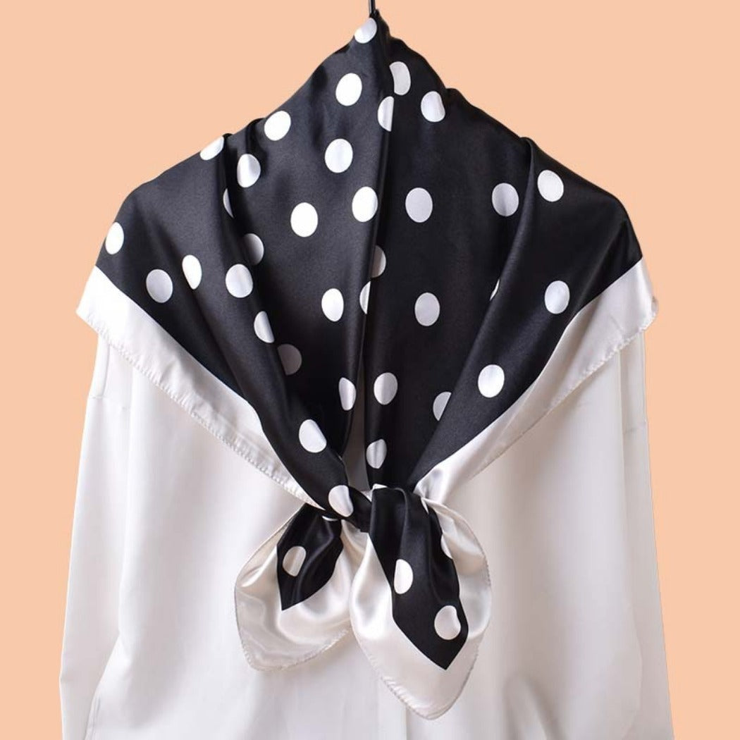 Scarvii - Vintage Polka Dot Silky Square Scarf