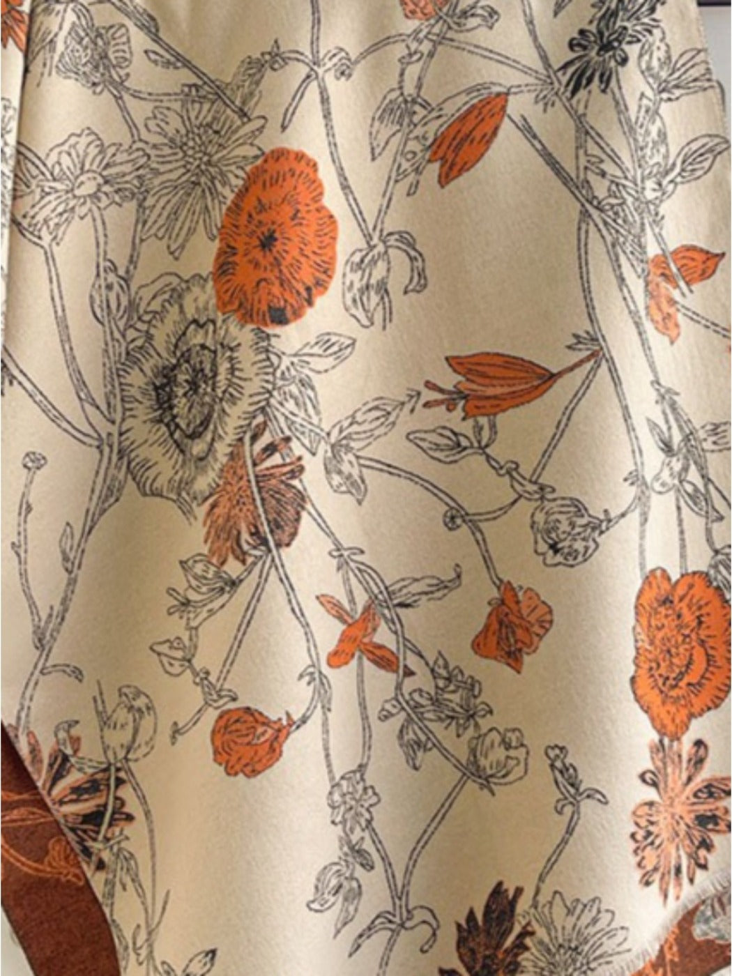 Scarvii - Reversible Vintage Floral-Plant Print Scarf Shawl