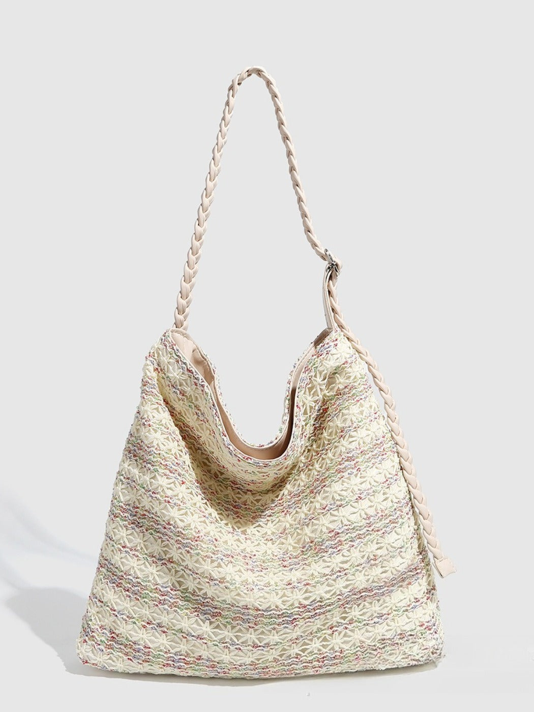 Cosbai - Rainbow Woven Single-shoulder Bag with Large Capacity