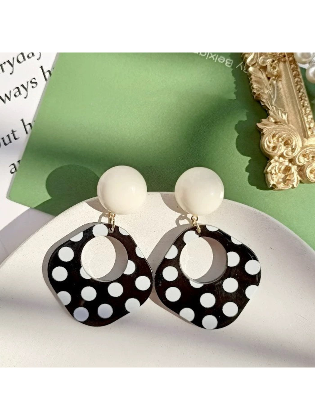 Earwish - Polka Dot Statement Drop Earrings