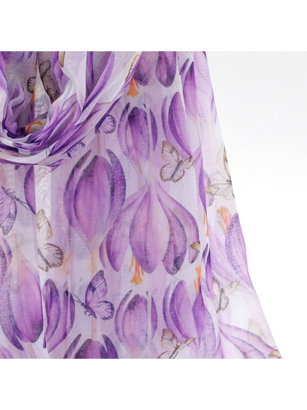 Scarvii - Purple Butterfly Floral Print Scarf