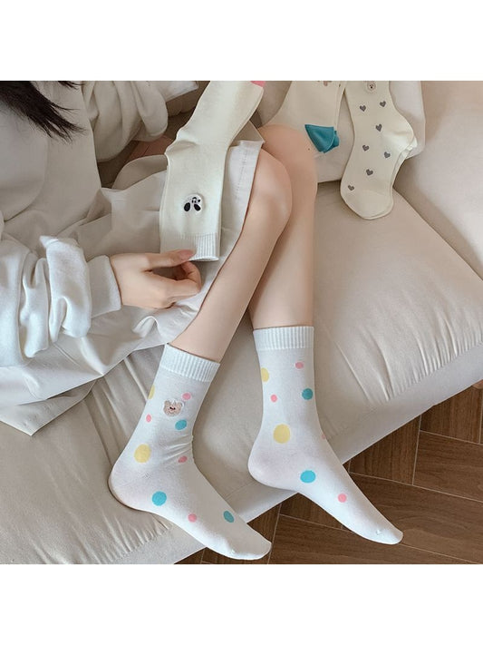 Rufia - Cartoon Animal Embroidered Casual Crew Socks