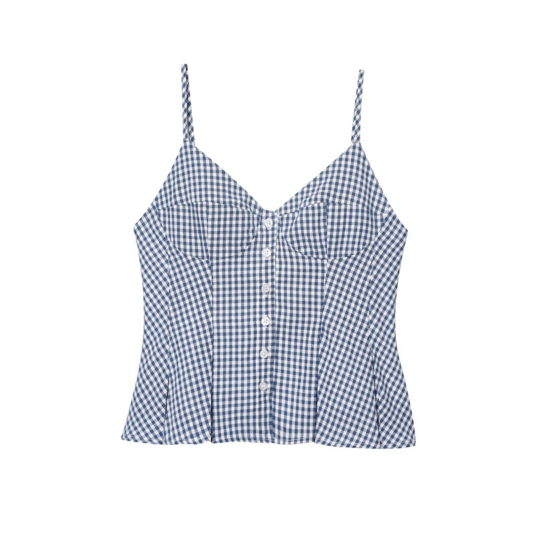 Vesty - Vintage Checkered Tank Top - Playful & Cute