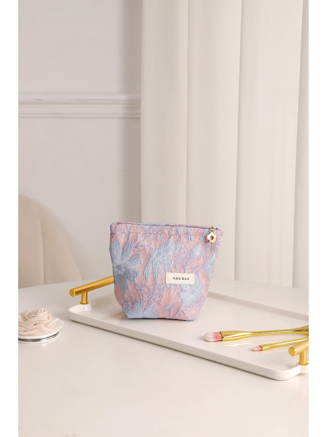 Cosbai - Jacquard Floral Cosmetic Bag