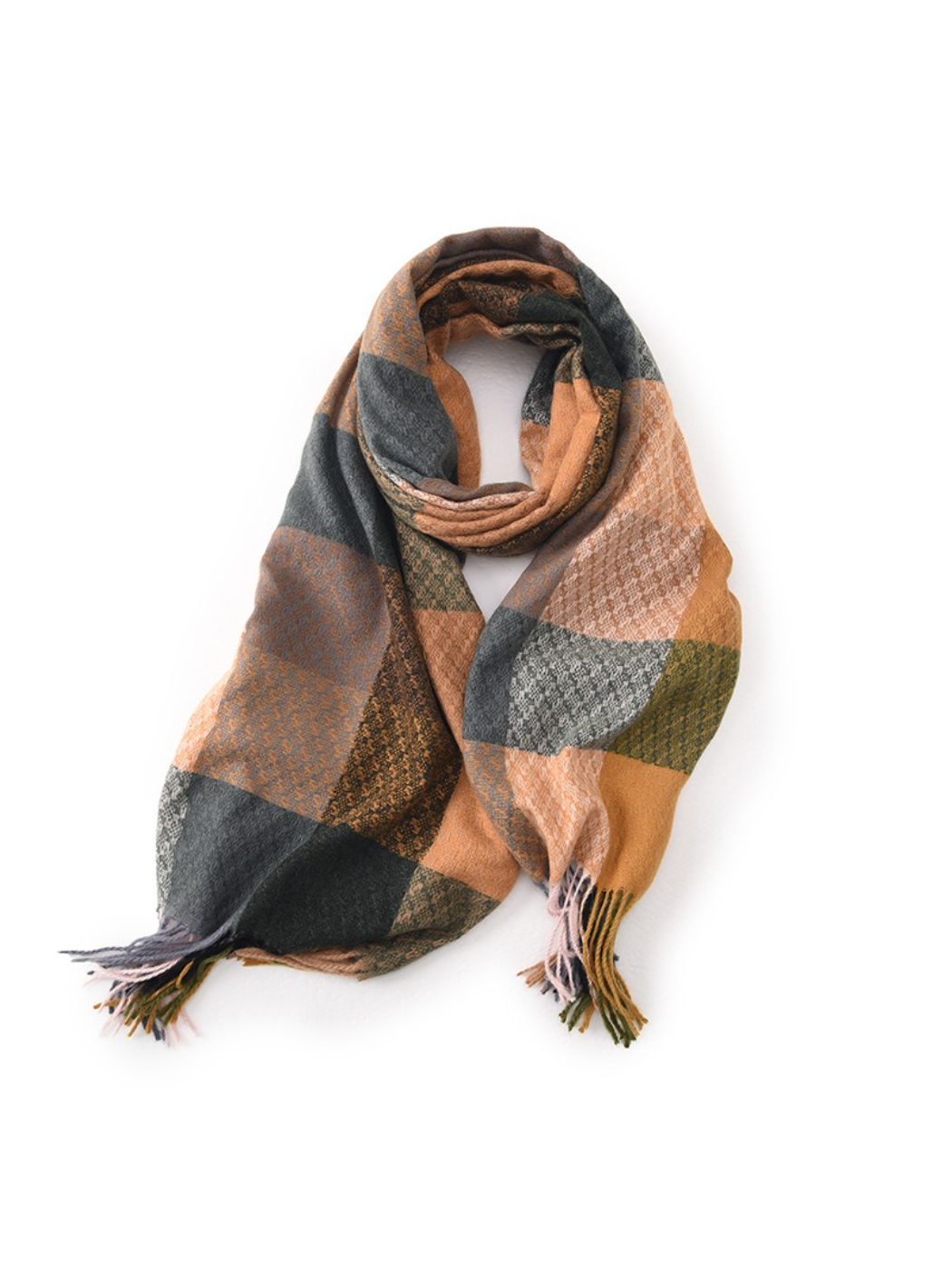 Scarvii - Color Block Geometric Fringe Scarf