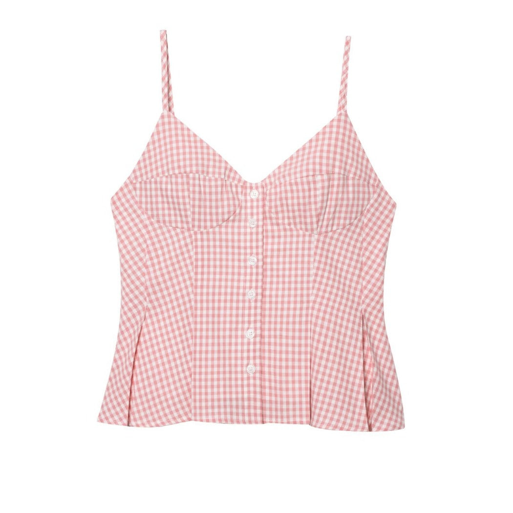 Vesty - Vintage Checkered Tank Top - Playful & Cute