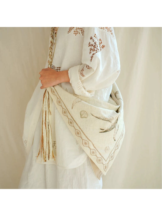 Cosbai - Bohemian Tassel Details Triangle Crossbody Bag