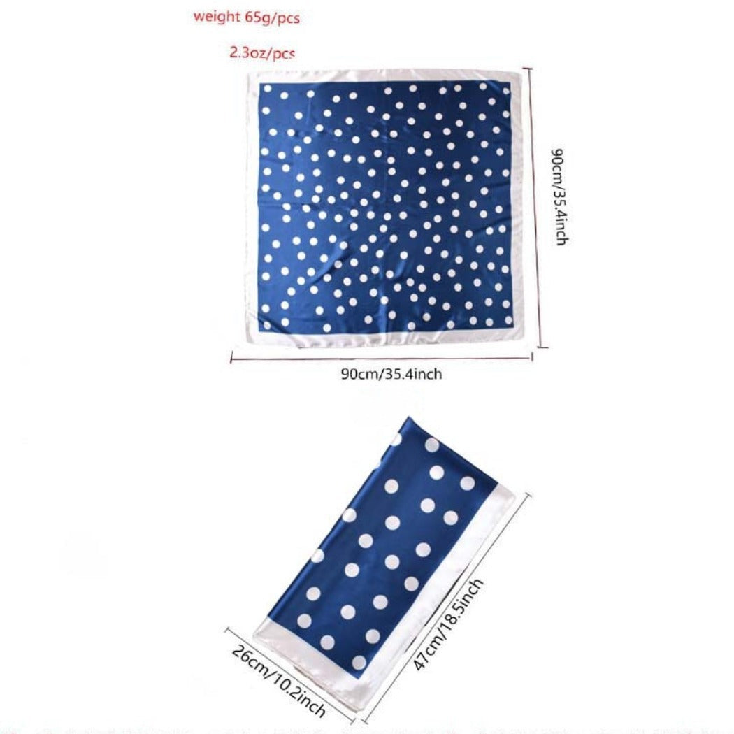 Scarvii - Vintage Polka Dot Silky Square Scarf