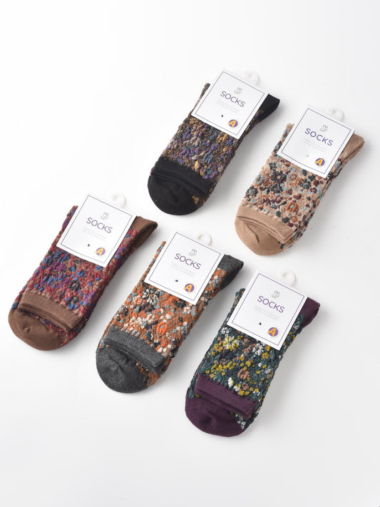 Rufia - 3D Floral Pattern Spring Autumn Mid-Calf Socks