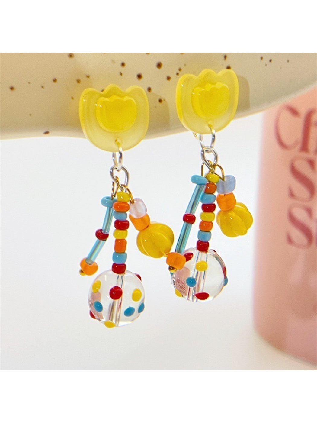 Earwish - Tulip Beaded Drop Earrings