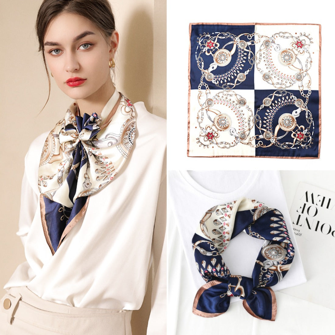 Scarvii - Diamond Chain Print Square Scarf