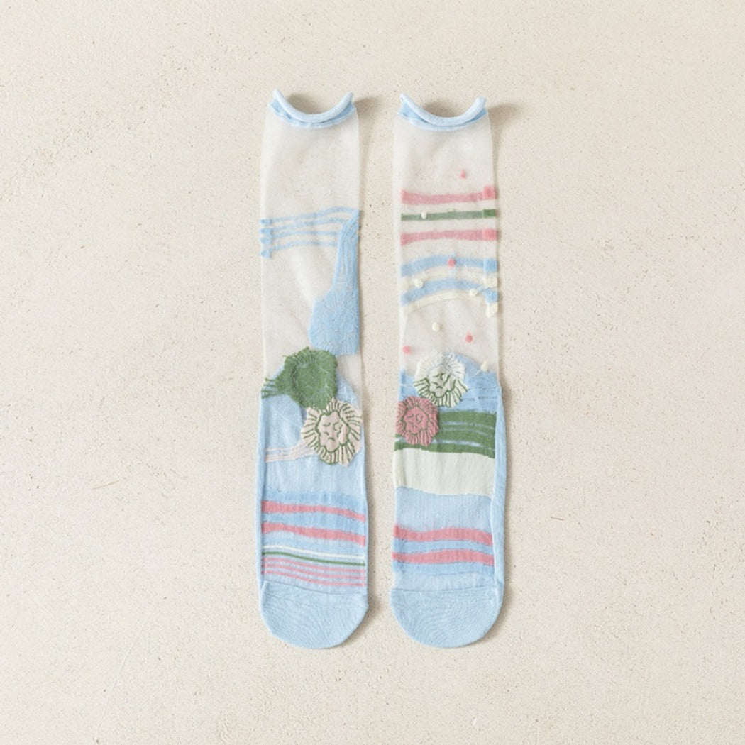Rufia- Artistic Pattern Sheer Summer Socks