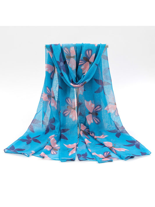 Scarvii - Blue Butterfly Print Women’s Scarf