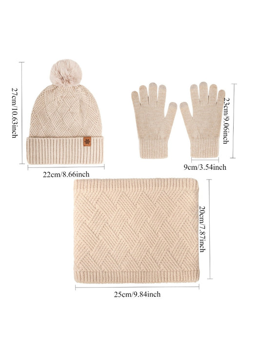 Haila - Women's Winter Knit Beanie Scarf Gloves Set