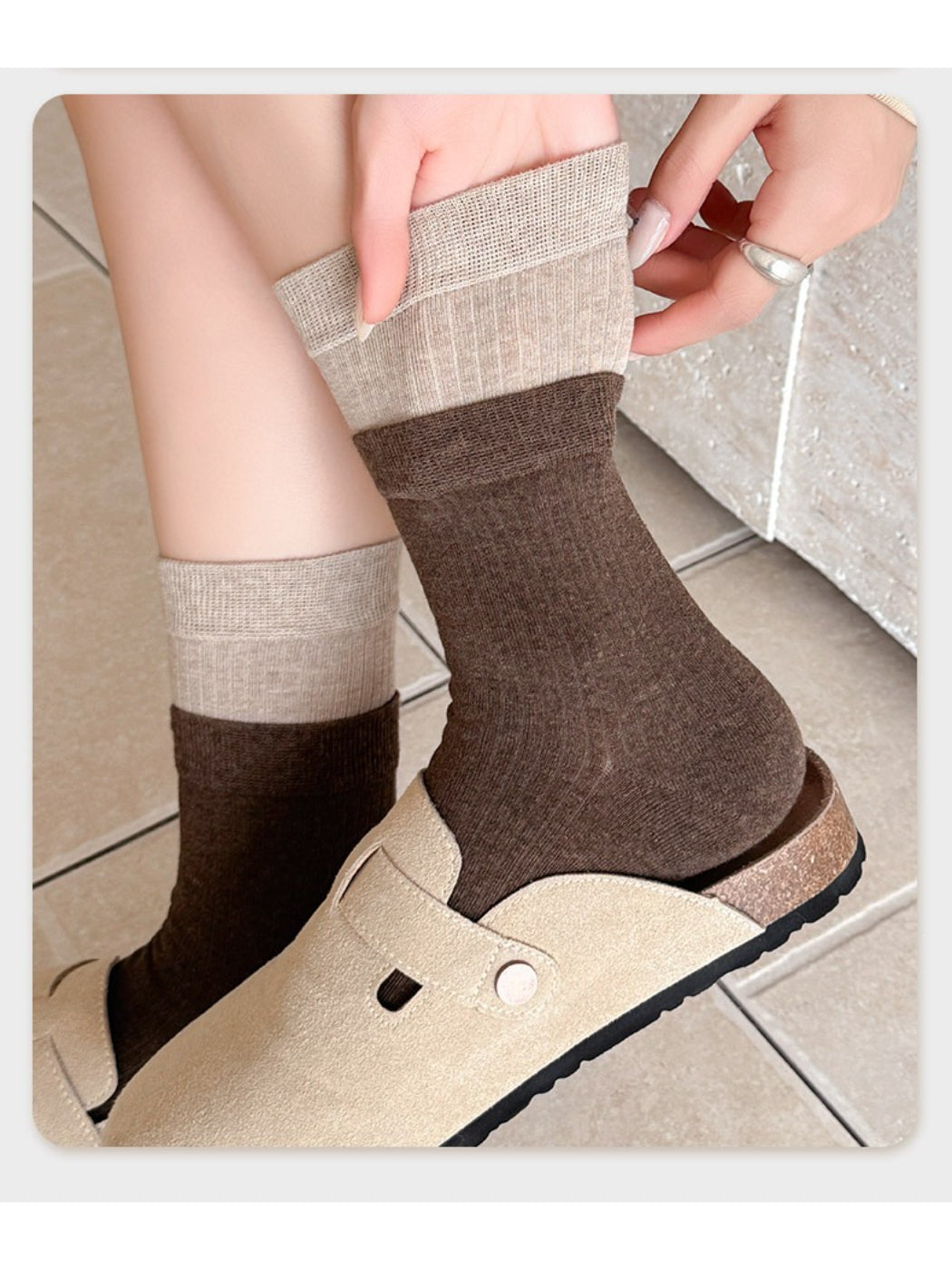 Rufia - Color Block Knit Crew Socks