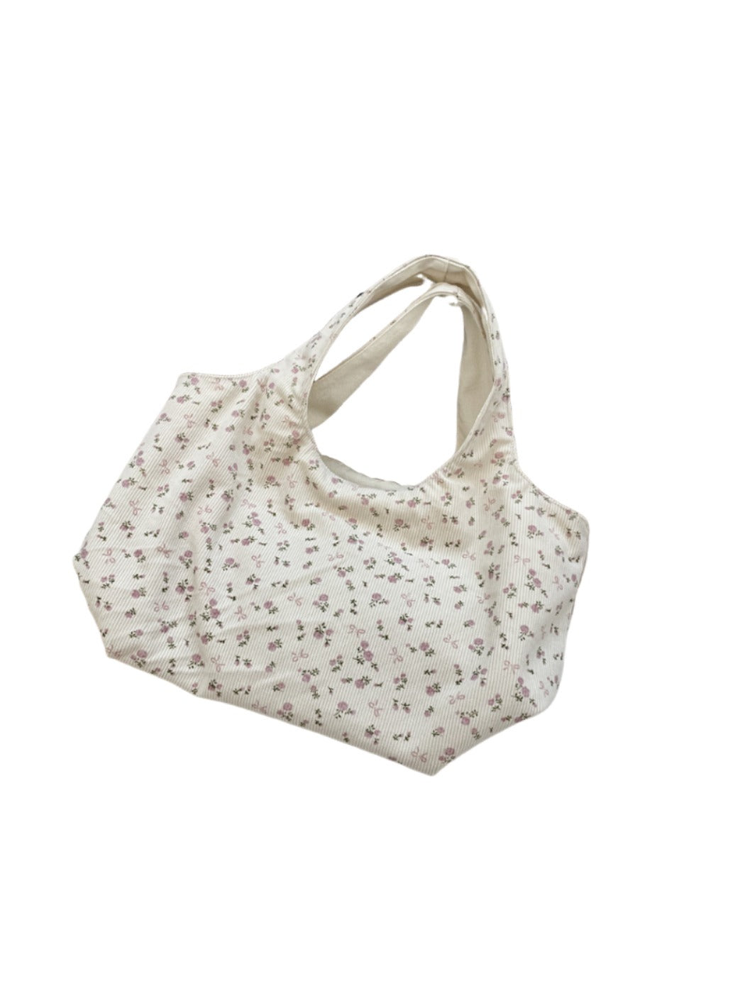 Cosbai - Corduroy Cartoon Print Small Tote Bag