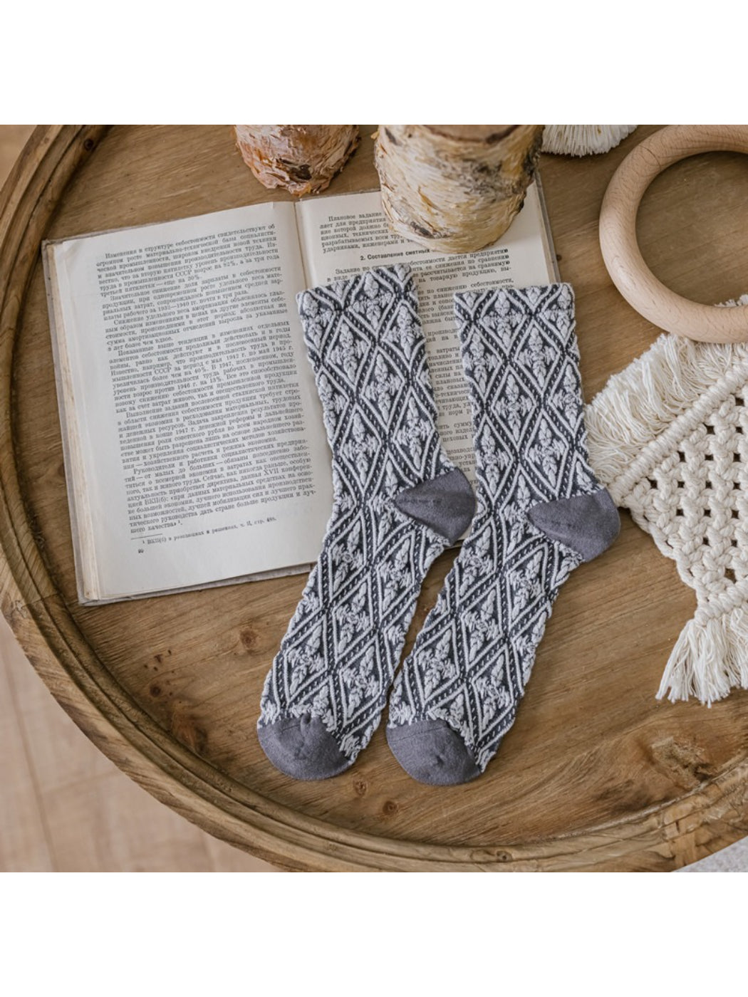 Rufia - Vintage Baroque Textured Crew Socks