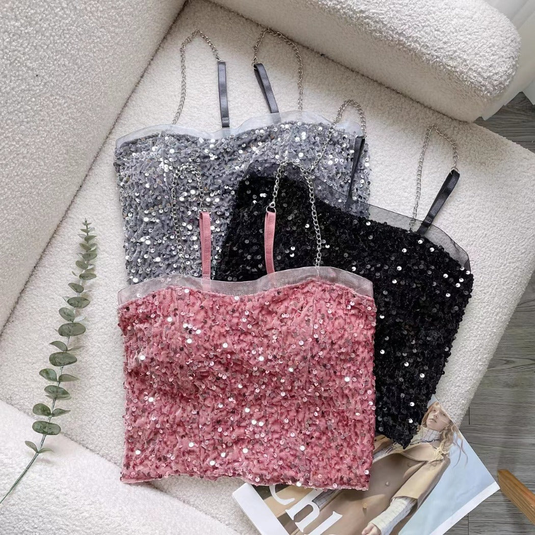 Vesty - Bright Sequin Party Tank Top - Slimming & Chic