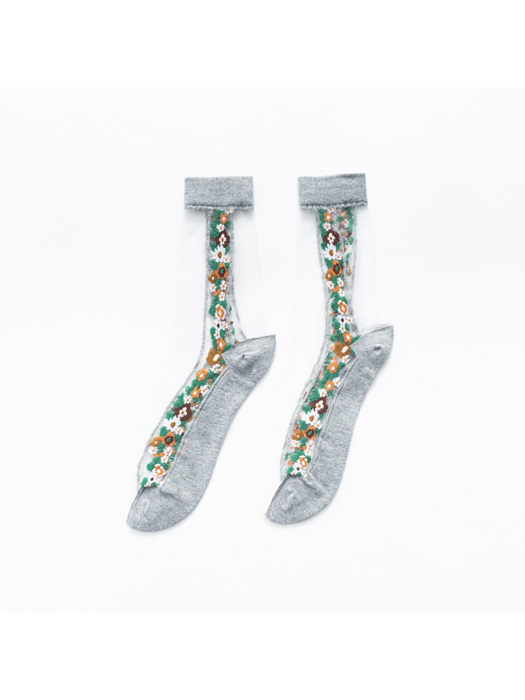 Rufia - Floral Panel Lightweight Sheer Socks