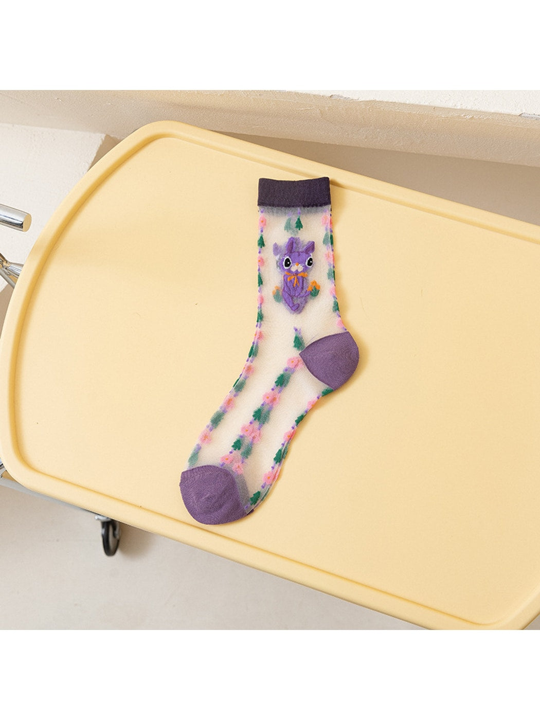 Rufia - Cartoon Pattern Sheer Crew Socks