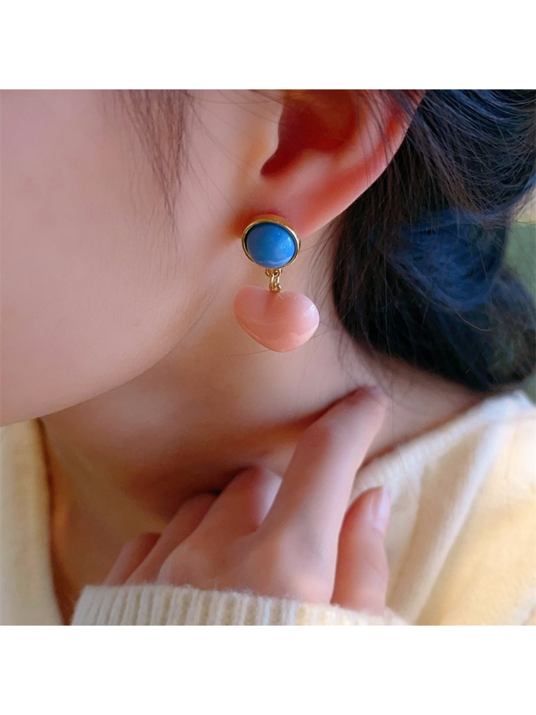 Earwish Color Pop Heart Drop Earrings displayed on white background