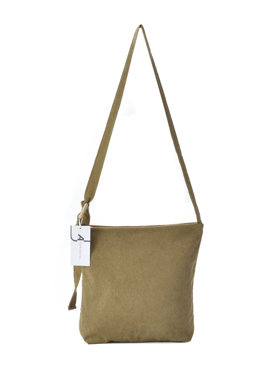 Cosbai - Vintage Solid Corduroy Shoulder Bag