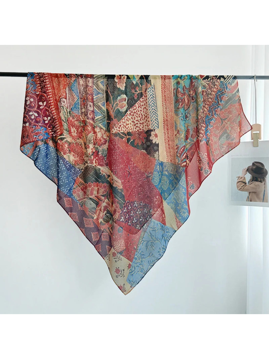 Scarvii - Floral Print Square Scarf