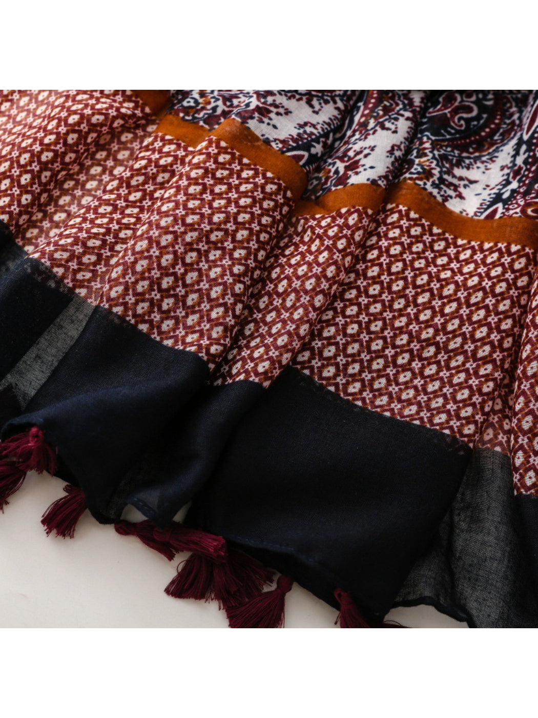 Scarvii - Contrast Panel Tassel Scarf