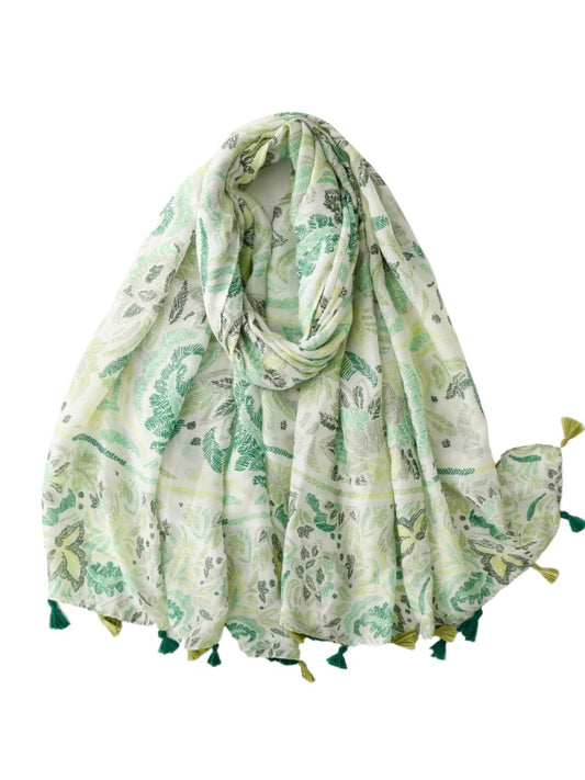Scarvii - Boho Style Plant Floral Print Scarf - Chic & Fresh