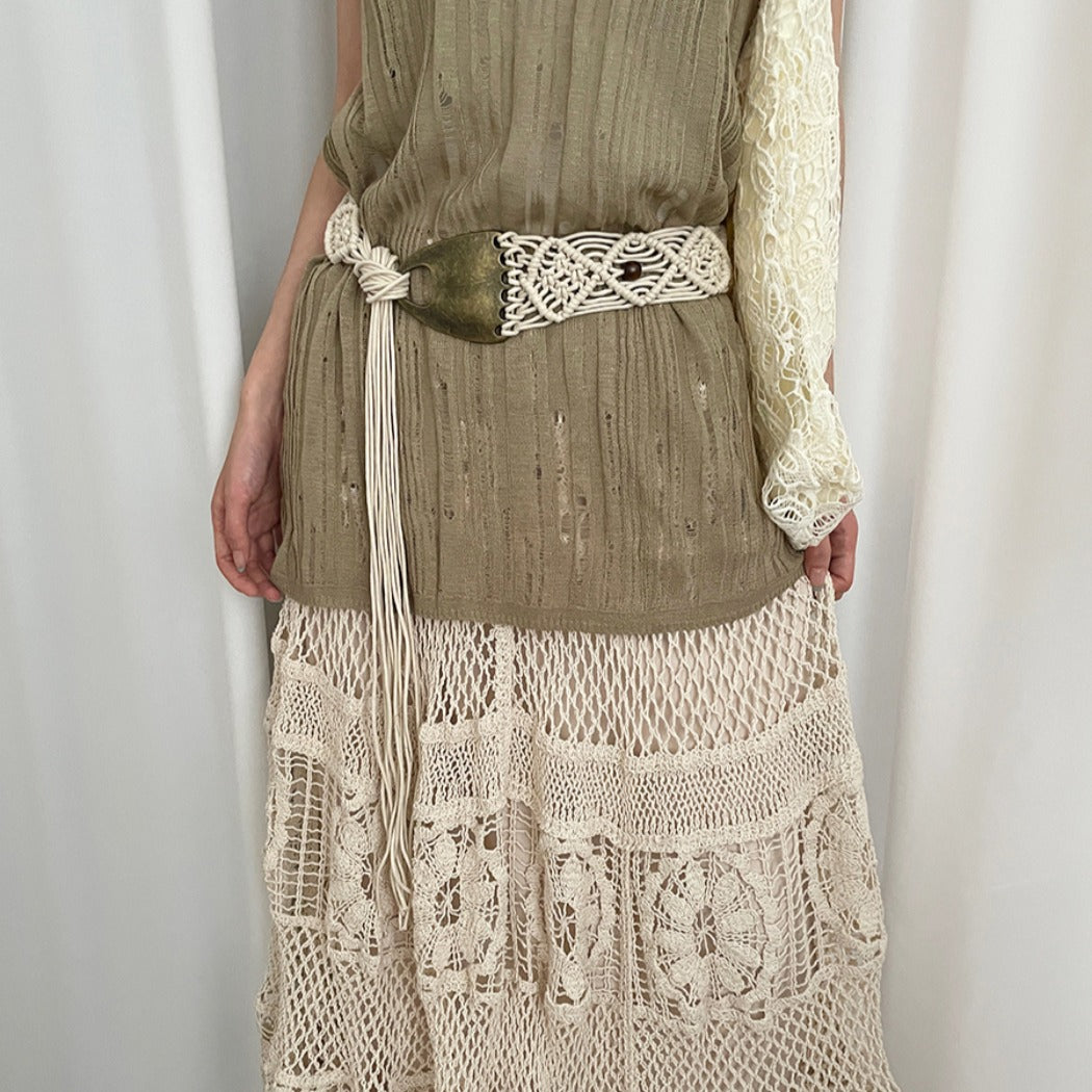 Beco - Distressed Metal Woven Belt - Boho & Viantage