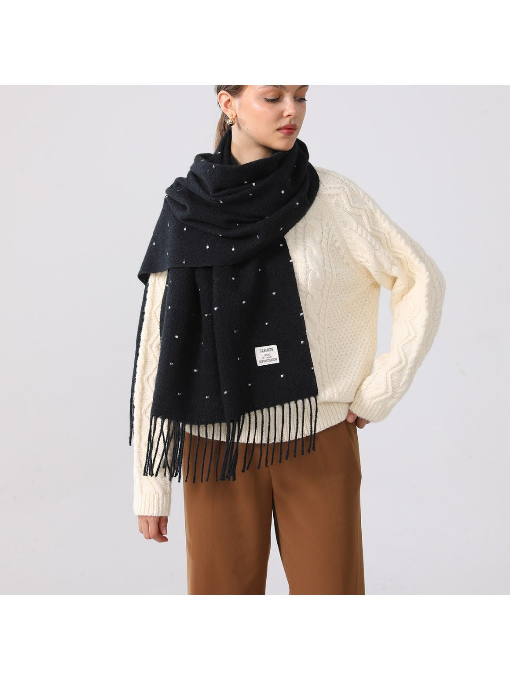 Scarvii - Polka Dots Tassel Winter Scarf