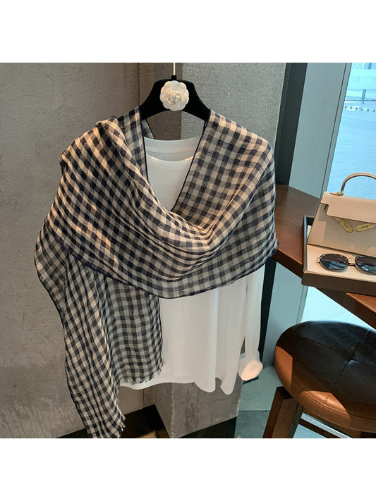 Scarvii - Muted Checkered Pattern Fashion Scarf