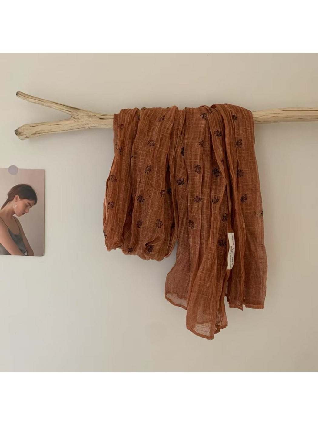 Scarvii - Vintage Crinkle Textured Scarf Shawl with Paisley Print