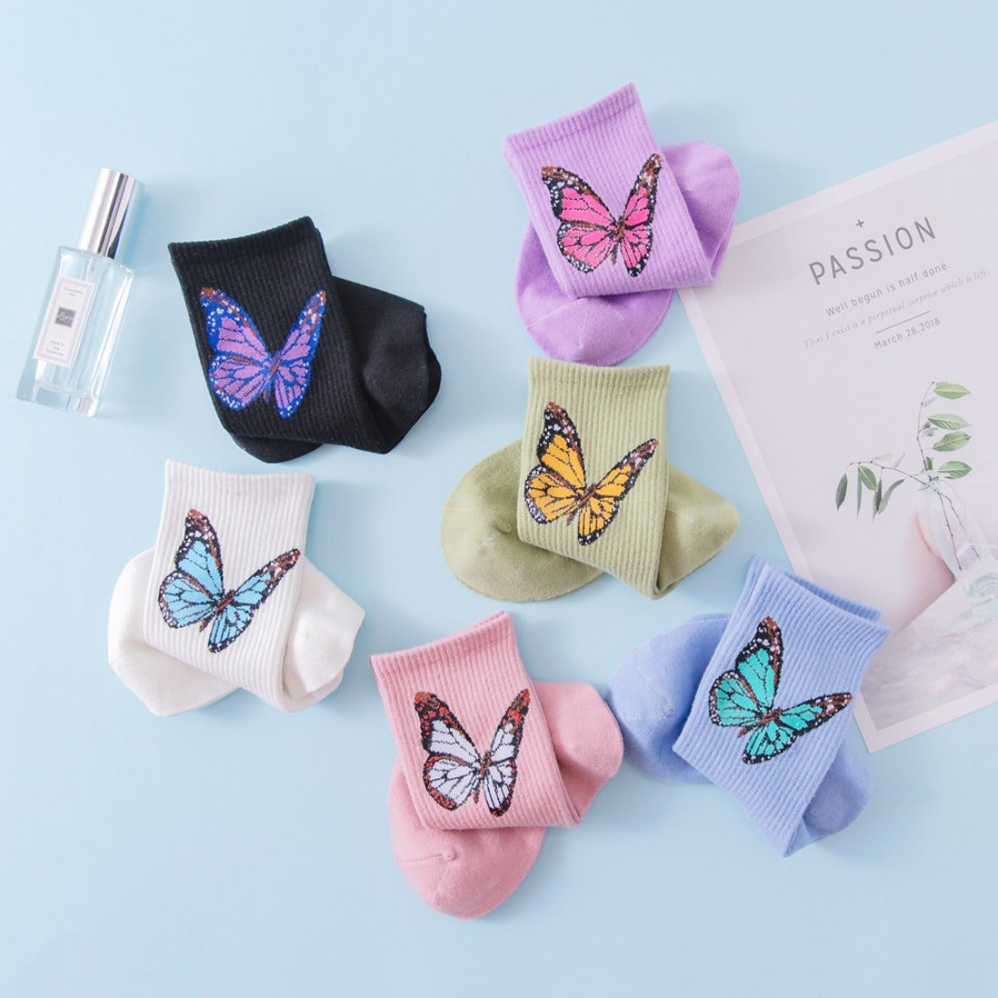 Rufia - Butterfly Print Colorful Socks