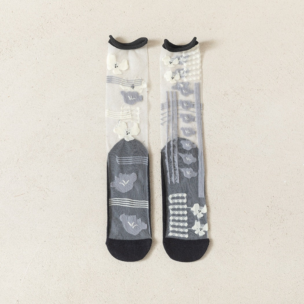 Rufia- Artistic Pattern Sheer Summer Socks