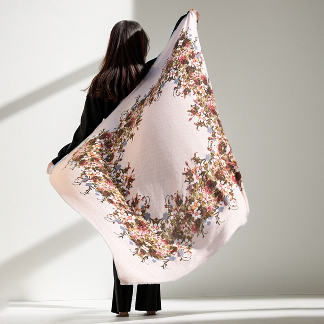 Scarvii - Floral Print Square Scarf