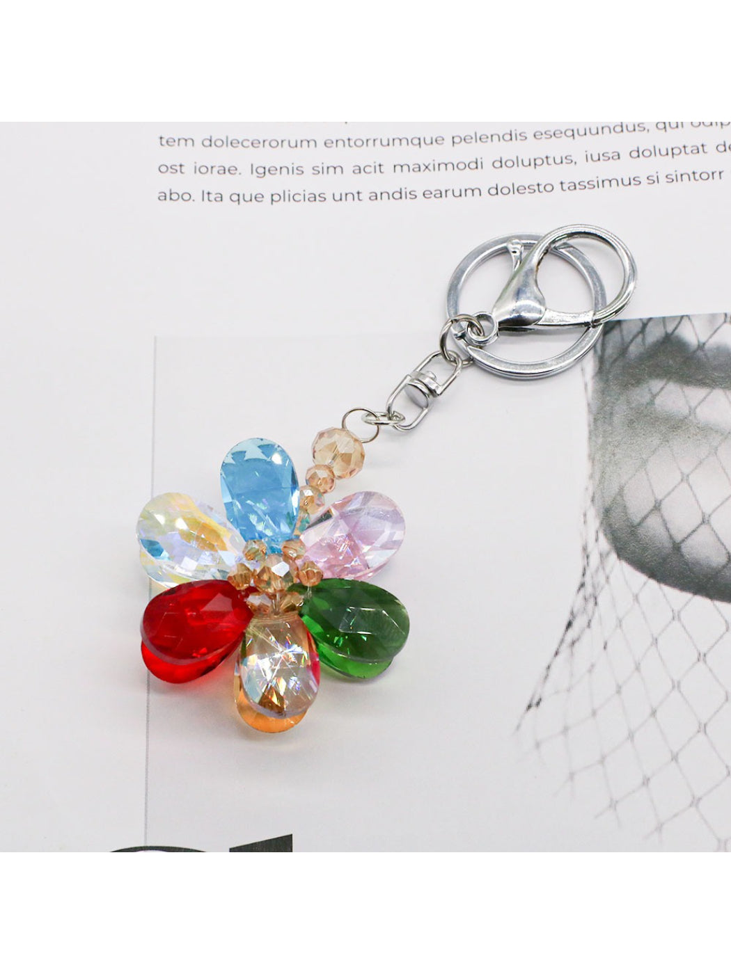 Koco Crystal Bloom Keychain Charm with floral motif
