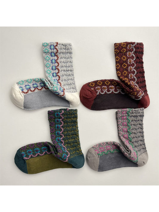 Rufia - Folk Knit Pattern Crew Socks