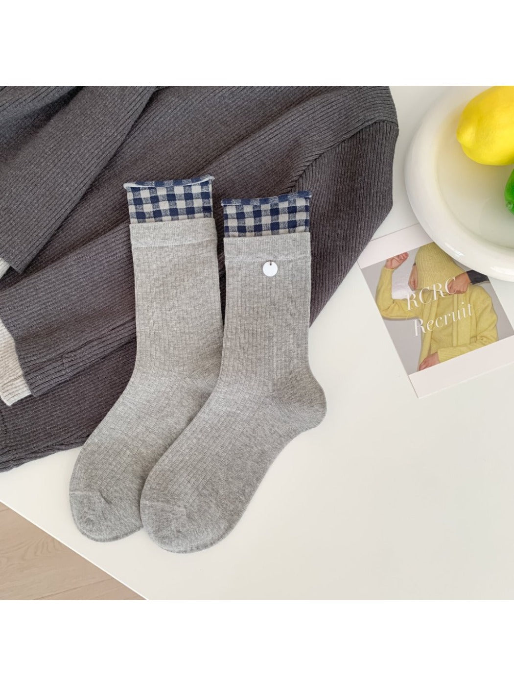 Rufia - Women's Mid-Crew Capsule Socks with Minimalist Prints