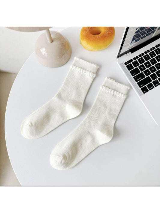 Rufia - Ruffle Cuff Ribbed Crew Socks product image 2