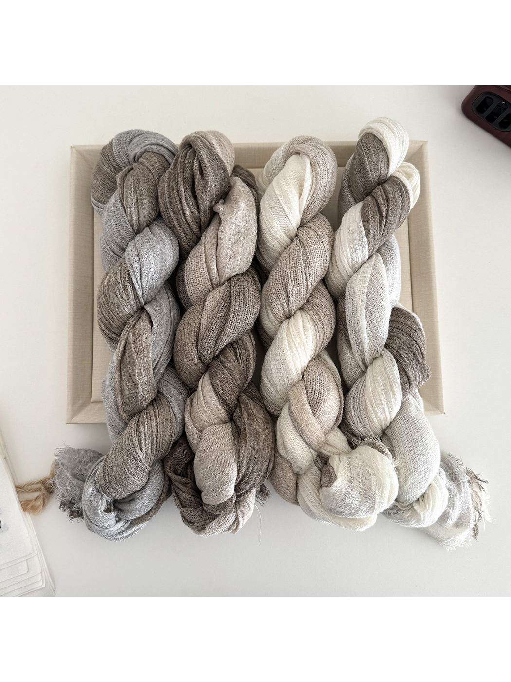 Scarvii - Color Block Crinkle Fringe Scarf