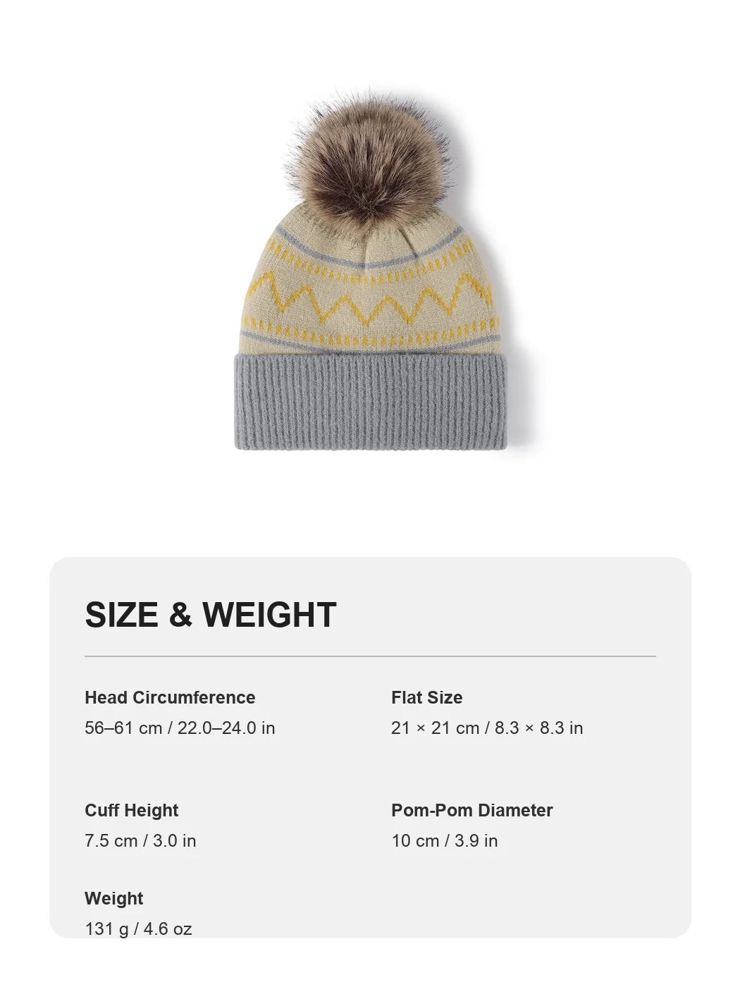 Haila - Chevron Stripe Pom-Pom Cuffed Beanie