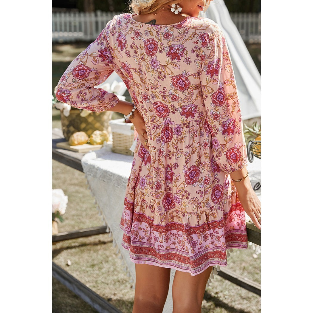 Troposa - Boho V-Neck Dress With Tassels - Chic & Sweet